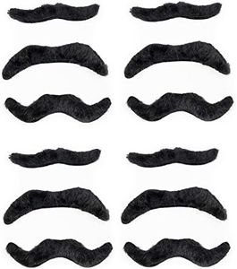 Kicko Fake Mustaches - Pack of 12 - Dress up for Your Movember Events - Novelty and Toy - for Halloween, Parties, Kids, Favors, Adults, Fun, Birthday, Cinco de Mayo, Fiesta, Games, Home