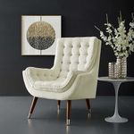Fine Wood Art Wing Back Chair for Living Room | Wing Chair for Living Room/High Back Arm Chair/Ideal for Home Colour (Beige)