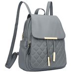 KKXIU Trendy Leather Backpack Purse for Women and Ladies Shoulder Travel Daypacks Bags, Grey, Medium, Backpack