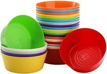 Frcctre Set of 24 Plastic Bowls, 11 Oz Colorful Snack Bowls Set, BPA Free Cereal Bowls, Unbreakable Bowls for Cereal, Soup, Snack, Dishwasher Safe, 8 Assorted Colors