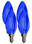SLEEKLIGHTING 5 Watt E12 LED Filament Candelabra Blue Light Bulb, (60W Incandescent Replacement) Chandelier Torpedo Tip, Clear Glass Cover E12 Base 4 Pack