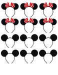 12 Pack Mouse Ears Mickey Mouse Ears headband Minnie Mouse Birthday Decorations for Boys or Girls Birthday Party