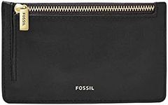 Fossil Logan Leather Zip Card Case Wallet, Black