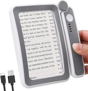 Rechargeable Magnifying Glass for Reading – 4X LED Lighted Large Rectangular Book Magnifier, Lightweight Handheld Magnifying Glass for Reading Books, Small Print & Low Vision, Perfect for Seniors