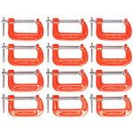 MAXPOWER 2 Inch C-clamp, 12 Pieces C Clamps Set, 2-Inch Jaw Opening, Throat Depth 1-3/16-Inch Quick-Grip C-Clamp