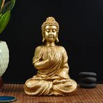 Goodeco Meditating Golden Buddha Statue Home Decor Figurine,Zen Garden Buddha Sculpture-Indoor/Outdoor Decorations Gifts for Home,Garden,Patio,Deck,Porch Yard Art Decoration,polyresin,20cm