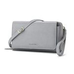 Peacocktion Women Wallet Purse Credit Card Holder with RFID, Large Capacity Crossbody Wristlet Clutch 2 Straps, Gray, Small