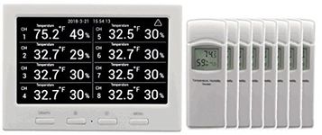 Ambient Weather WS-3000-X8 Thermo-Hygrometer Wireless Monitor w/ 8 Remote Sensors - Logging, Graphing, Alarming, Radio Controlled Clock