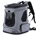 Petsfit Cat Backpack Portable Cat Carrier Backpack for Cats and Small Dogs,Ventilation Mesh Design Cat Carrier with Soft Fleece, Grey,32x43 cm