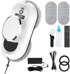 Robot Nettoyeur Vitre, 5600Pa Robot Laveur de Vitre Automatique avec Télécommande, Système de Sécurité, Navigation Intelligente, Robot Laveur Vitre pour Fenêtres Intérieures et Extérieures,10 Chiffons