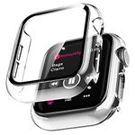 LϟK 2 Pack Case for Apple Watch 40mm Series 6 5 4 SE with Built in Screen Protector Tempered Glass All Around Hard PC Protective High Definition Clear Cover for iWatch 40mm Series 6 5 4 SE - Clear