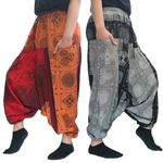 Midnight Harem Pants, Baggy Women's Yoga Trousers with Pockets, Large, Black, Ali Baba Baggy Gypsy (UK, Alpha, One Size, Regular, Regular, Black)