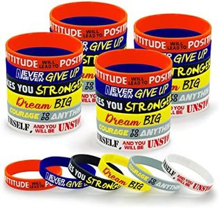 30 Pieces Inspirational Rubber Bracelet Motivational Quotes Silicone Bracelets Adult Stretch Wristbands Rubber Motivational Gifts for Men Women Teens Gym Kids Adults Party Favors,6 Designs (Unisex)