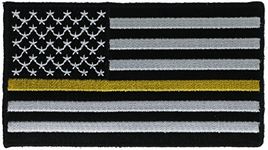 Thin Gold Yellow Line Dispatcher US Flag Patch 3.5 inch IVANP4132