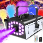 Fog Machine Halloween Outdoor with 18 LED Lights 1200w 6000CFM Smoke Machine Fog Indoor with Remote for Wedding Party DJ Disco Stage