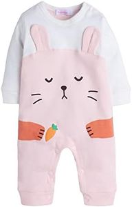 Hopscotch Unisex Animal Print Full-Sleeve Romper In Pink Color for Ages 9-12 Months