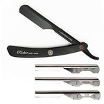 PARKER Safety Razor Men, Adjustable Stainless Steel Black Handle Straight Barber Razor - Customize Your Shave With 3 Different Blade Inserts - 5 PARKER Razor Blades Included