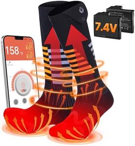 Heated Socks for Men Women, 7.4V Fast Heating Electric Socks with APP & Timer, Up to 12 Hours, Rechargeable Battery, Smart Foot Warmers Washable for Winter Skiing Camping Hiking Fishing Hunting