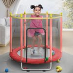 StarAndDaisy Trampoline for Kids at Home with Safety Net/Trampoline Indoor & Outdoor / 120KG Loading Capacity with Stainless Steel Frame & Legs -55 inch, 4.5 Feet Red