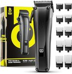 The Beard Club Pro Beard Trimmer for Men - Professional Men's Hair Trimmer for Barbers - Electric Cordless Rechargeable High Power 13,000 RPM - 10 Guides - Taper Lever - Diamond Like Carbon Blades