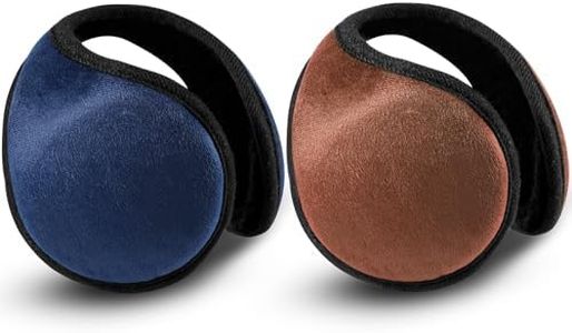 Syhood 2 Packs Fleece Earmuffs Winter for Men Women Ear Warmer Fleece Ear Muff Winter Accessory for Men Women Kids (Coffee, Navy Blue,Medium)