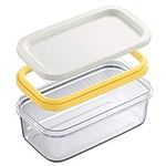 Butter Dish with Lid and Cutter, Plastic Butter Keeper Container Case for Countertop or Fridge