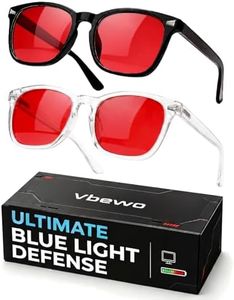 Vbewo 2 Packs Professional Sleep Glasses with 99.9% Blue Light Blocking Dual AR Coatings Red Lens, Computer Gaming Glasses for Men Women, Anti Fatigue & Eye Strain