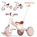 LOL-FUN Tricycle for Toddlers 1-3 Years Old Riding Toy, 5 in 1 Baby Balance Bike 2 Year Old Boys Girls with Parent Steering Push Handle