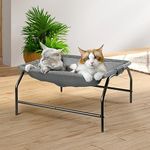 JUNSPOW Large Cats Bed, 54×54×28cm Square Pet Hammock Bed [For Big Cat], Raised Cat Sleeping Bed, Excellent Permeability Free-Standing Cat Bed for Big Cat/Puppy Indoor & Outdoor