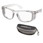 voltX 'CRYSTAL' Full Lens Magnified Reading Safety Glasses UKCA & CE EN166F certified (+2.0 Dioptre, Clear lens) -Anti fog coated UV400 lens + Case