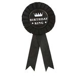 Birthday King Award Ribbon,Satin Fabric Birthday Men Tinplate Badge Pin,Happy Birthday Boy Party Button Pins, Boy Brooches(Black-Silver)