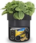 ISLANDSAFE Diversion Safe, Secret Hidden Key Safe Lock Box, Flower Pot Key Holder for Outdoor, Garden, Home, Office, Yard Hiding Vault Cash, Plants Not Include (Matte Black)