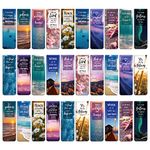 MWOOT 30Pcs Bible Verse Magnetic Bookmarks, Scripture Magnet Reading Book Marks, Double-Sided Landscape Flower Page Clips, Inspirational Book Markers for Teachers Students Book Lovers(15 Styles,6x2CM)