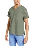 CHEROKEE Dickies EDS Signature Scrubs for Women and Scrubs for Men, Unisex One Pocket V-Neck Top in Soft Brushed Poplin 83706, Olive, Medium