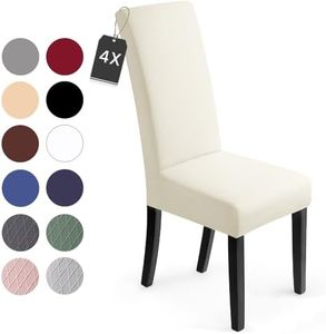 Fundas para sillas Pack de 4 Fundas sillas Comedor Fundas elásticas, Cubiertas para sillas,bielástico Extraíble Funda, Muy fácil de Limpiar, Duradera (Paquete de 4, Cream)