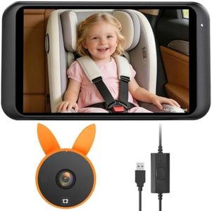 Babyvue USB Baby Car Camera Plug-Play, 4.5" 1080P Easy Setup Backseat Camera with Flexible 360 Rotation, Clear Picture Rear Facing Car Seat Baby Monitor