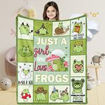 Just A Girl Who Loves Frogs Blanket for Girls, Soft Cozy Green Frog Fluffy Flannel Blanket Gift for Kids, 100 x 130 cm Warm Frogs Lover Plush Fleece Blanket for Baby Toddler Bed Couch Sofa Bedroom