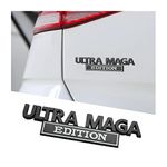 XINLIYA Ultra MAGA Edition Emblems, 3D Raised Full Metal Car Decals, Classic Personality Labels Car Badges with Strong Adhesive, Exterior Auto Body Decor Embossed Stickers for Car, Truck (Black/White)