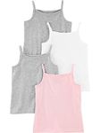 Simple Joys by Carter's Girls and Toddlers' Tank Tops, Pack of 4, Grey Heather/Light Pink/White, 2T