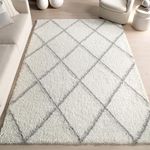 nuLOOM Tess Moroccan Shag Area Rug - 7x9 Shag Area Rug Modern/Contemporary White/Grey Rugs for Living Room Bedroom Dining Room Nursery