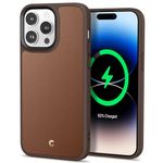 Spigen Cyrill Kajuk Mag for iPhone 14 Pro Max Case, Faux Leather iPhone 14 Pro Max Back Cover - Saddle Brown