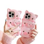 HYHMXB Phone Cover, 3D Cute Kawaii Pink Pigs Design Soft Silicone Shockproof Bumper All-Round Strong Protective Phone Case Compatible with iPhone 14 Pro Max for Girls Women