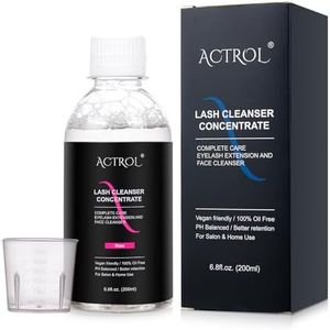 ACTROL Eyelash Cleanser Concentrate 200ml Rose Professional Lash Shampoo Foaming Cleanser DIY Paraben & Sulfate Free Non-lrritating Wash for Extensions Lashes with Salon Home Care-Makes 40 Bottles