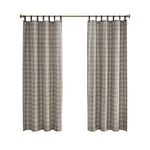 Madison Park Anaheim Cabin Plaid Curtain Window, Thermal Insulated Fleece Lining, Living Room Decor Light Blocking Drape for Bedroom, 1-Single Panel Pack, 50" x 84", Faux Leather Tab, Brown