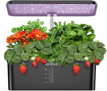 MUFGA 12 Pods Hydroponics Growing System, Indoor Garden with LED Grow Light, Plants Germination Kit, Mini Herb Garden with Pump System, Height Adjustable (No Seed)