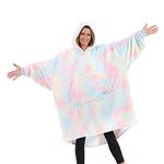 THE COMFY Dream | Oversized Light Microfiber Wearable Blanket, One Size Fits All, Seen on Shark Tank, Cotton Candy Tie Dye