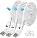 3Pack 20FT Power Extension Cable Compatible with Wyze Cam V3, Wyze Cam Pan, Yi Camera,NestCam Indoor,Blink,Amazon Cloud Camera,USB to Micro USB Charging Cord for Home Security Camera (White, 3pack)