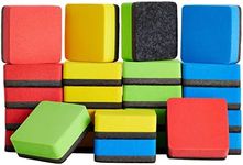 24 Pack Square Magnetic Mini Dry Erase Board Erasers for Teachers, Classroom Whiteboard, School Supplies, Bulk (4 Colors, 1.96 x .74 in)