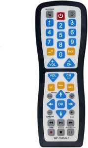 Universal TV Remote Control, Waterproof, Supports Smart TVs, LED/LCD, Apple TV, Vizio, LG, Samsung, Roku, Blu-Ray, DVD Players, Audio Systems, Easy Clean Design