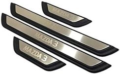 Car Door Sill Scuff Protector, for Mazda 3 2020-2023 Accessories Parts, Stainless Steel with abs Plastic Door Entry Guard Plate Trim Cover, Auto Interior Accessory Kick Panels 4pcs Set